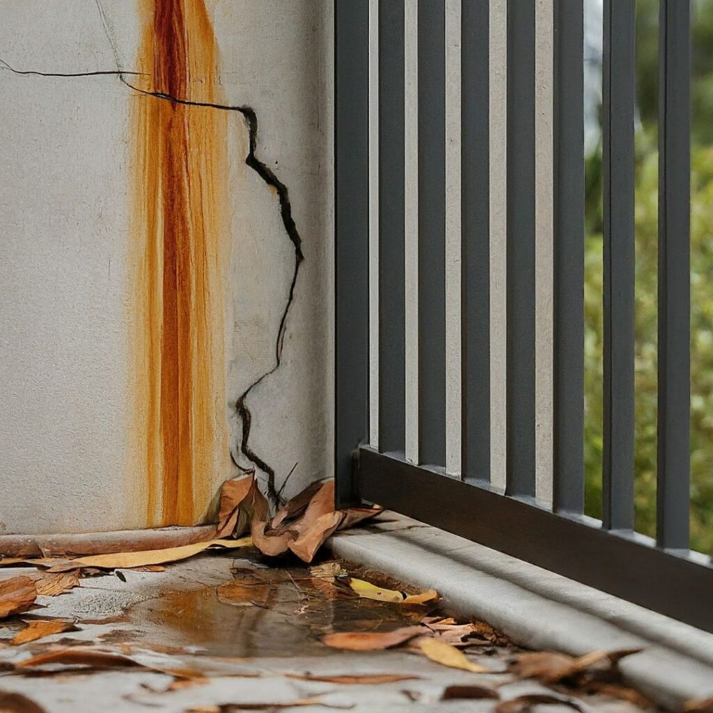 balcony with water damage issue